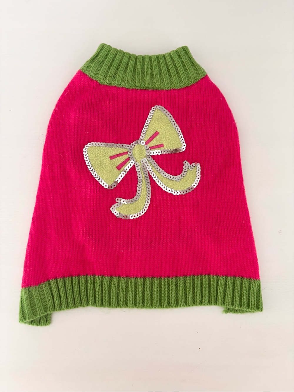 BOOTS & BARKLEY Sequin Bow Pet Sweater Sz S